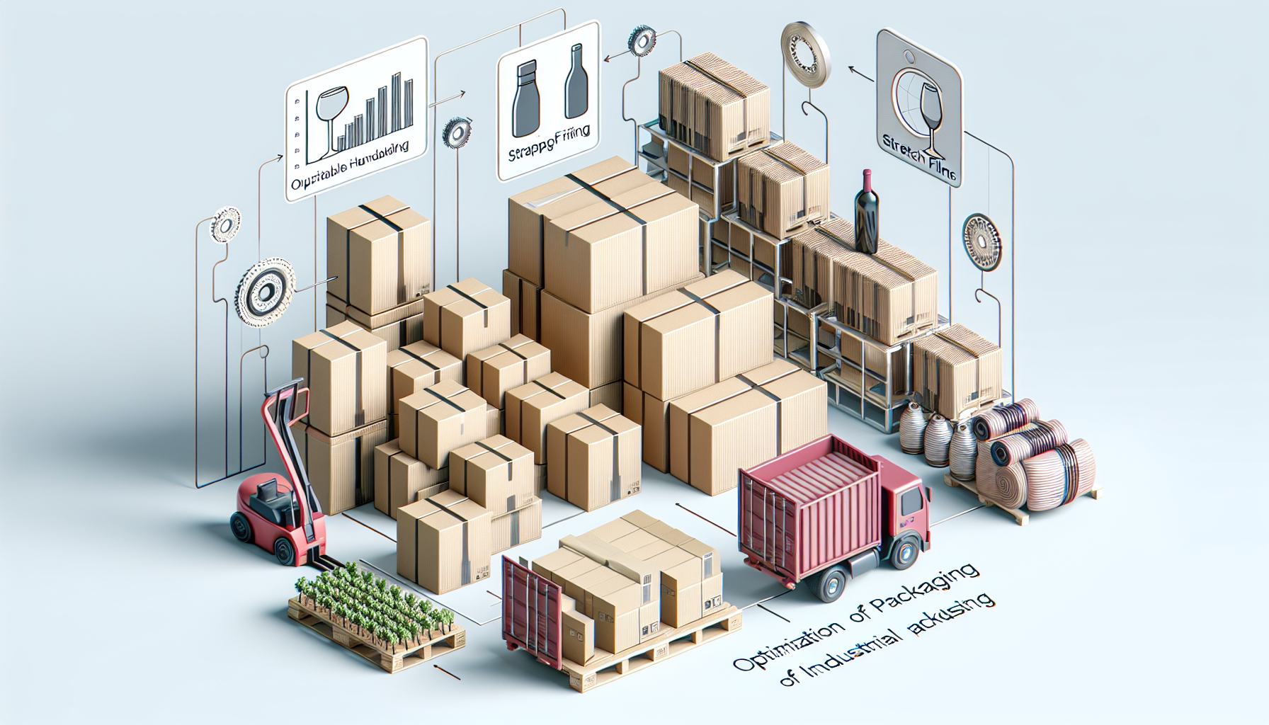 Optimisez vos Emballages Industriels: Cartons, Feuillards, Films Étirable pour Viniculture Durable et Manutention Efficace.